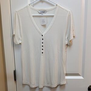 Liverpool Off-White V-Neck Top Size Medium